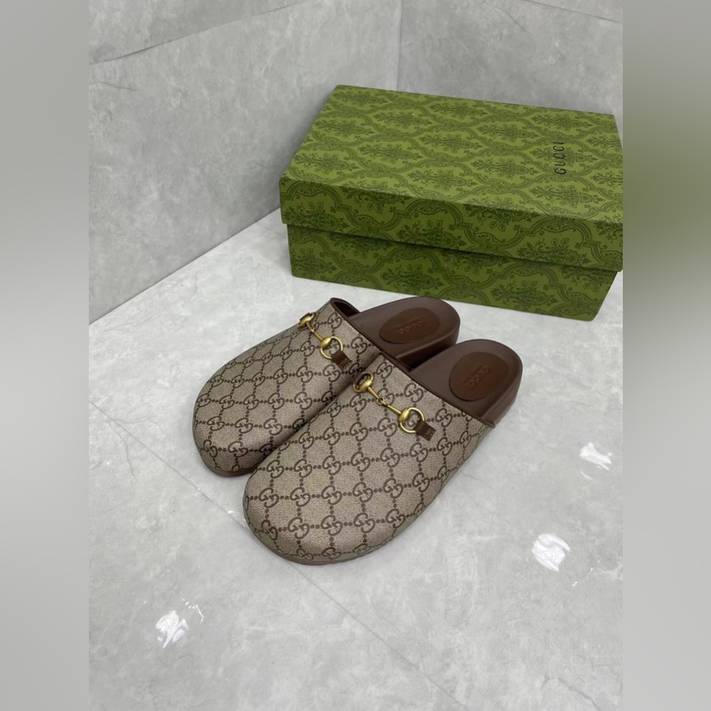 Gucci Beige and Brown Monogram Rain Boots